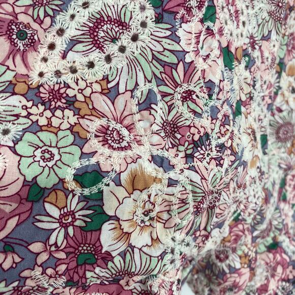 Solitaire Top Embroidered Floral Lace Eyelet Ruffle Sleeve Romantic Feminine S - Picture 3 of 7